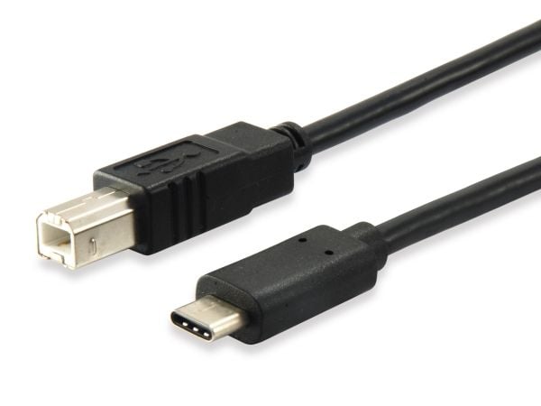 Equip 12888207, 1 m, USB B, USB C, USB 2.0, Hankjønn/hankjønn, Sort