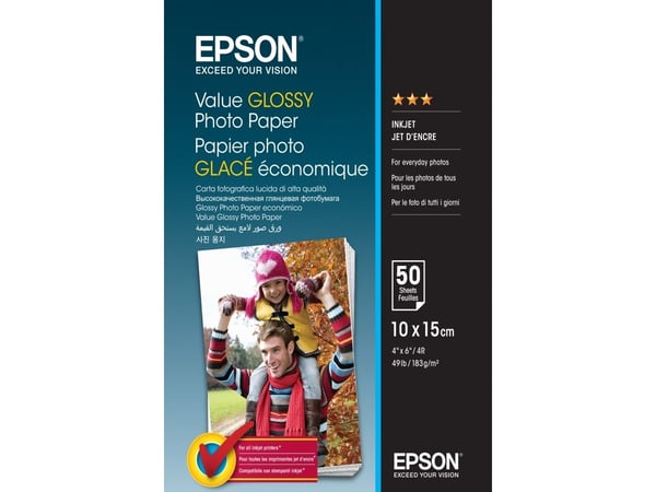 Epson Value - Blank - 100 x 150 mm - 183 g/m² - 50 ark fotopapir - for Epson L382, L386, L486; Expression Home HD XP-15000; Expression Premium XP-900