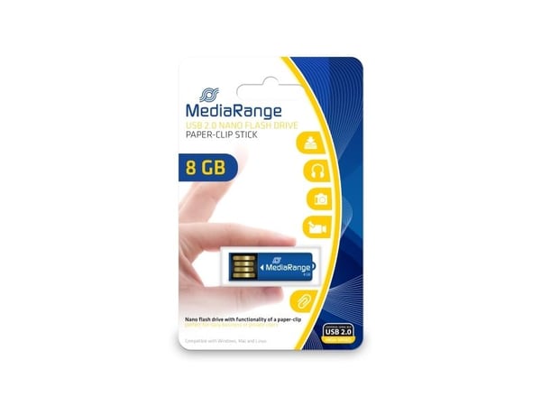 MediaRange Nano - USB-flashstasjon - 8 GB - USB 2.0 - blå