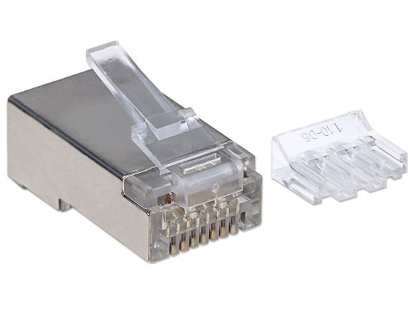 Intellinet RJ45 Modular Plugs Pro Line, Cat6A, STP, 3-prong, for solid & stranded wire, 50 µ gold-plated contacts, 70 pack - Nettverkkontakt - RJ-4...