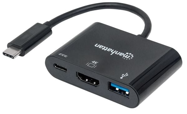 Manhattan 152037, USB Type-A, USB Type-C, Svart, Akrylonitril-butadien-styren (ABS), HDCP 1.4 CE FCC RoHS2 WEEE, 3840 x 2160 piksler, 0 - 40 °C