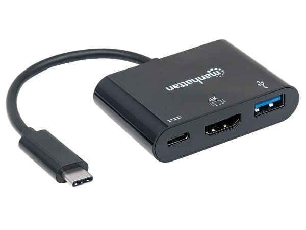 Manhattan 152037, USB Type-A, USB Type-C, Svart, Akrylonitril-butadien-styren (ABS), HDCP 1.4 CE FCC RoHS2 WEEE, 3840 x 2160 piksler, 0 - 40 °C