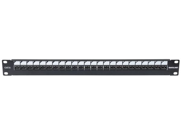 Intellinet 720564, IEEE 802.3, IEEE 802.3ab, IEEE 802.3an, IEEE 802.3u, RJ-45, Gull, U/UTP (UTP), Sort, Rackmontering