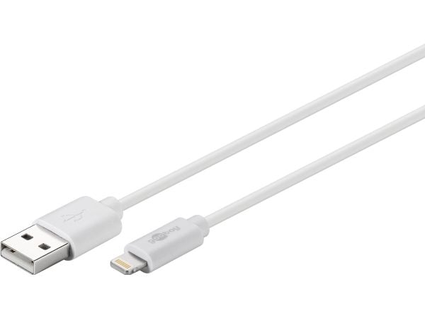 Goobay 54600, 1 m, Lightning, USB A, Hankjønn, Hankjønn, Hvit