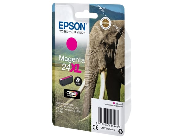 Epson 24XL - 8.7 ml - XL - magenta - original - blekkpatron - for Expression Photo XP-55, 750, 760, 850, 860, 950, 960, 970; Expression Premium XP-...