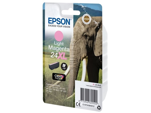 Epson 24XL - 9.8 ml - XL - lys magenta - original - blekkpatron - for Expression Photo XP-55, 750, 760, 850, 860, 950, 960, 970; Expression Premium...