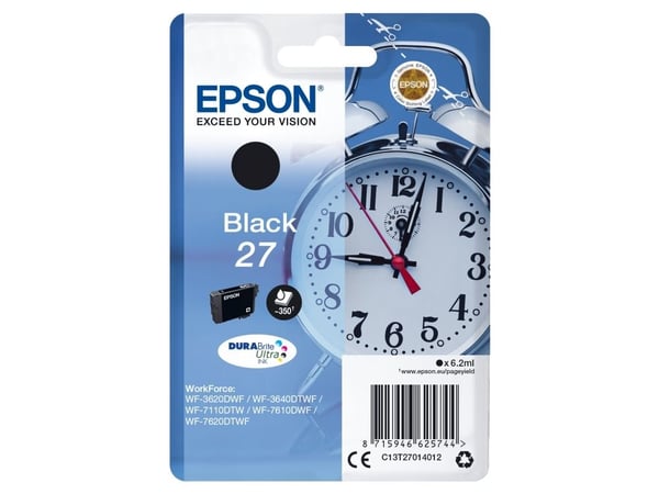 Epson 27 - 6.2 ml - svart - original - blekkpatron - for WorkForce WF-3620, WF-3640, WF-7110, WF-7210, WF-7610, WF-7620, WF-7710, WF-7715, WF-7720