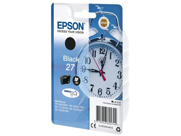 Epson 27 - 6.2 ml - svart - original - blekkpatron - for WorkForce WF-3620, WF-3640, WF-7110, WF-7210, WF-7610, WF-7620, WF-7710, WF-7715, WF-7720
