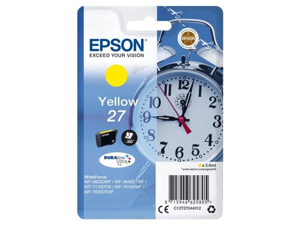 Epson 27 - 3.6 ml - gul - original - blekkpatron - for WorkForce WF-3620, WF-3640, WF-7110, WF-7210, WF-7610, WF-7620, WF-7710, WF-7715, WF-7720
