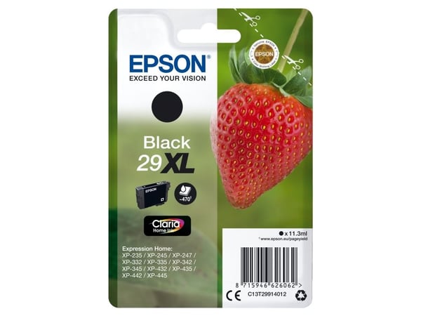 Epson 29XL - 11.3 ml - XL - svart - original - blære med RF/lyd-alarm - blekkpatron - for Expression Home XP-235, 245, 247, 255, 332, 335, 342, 345...