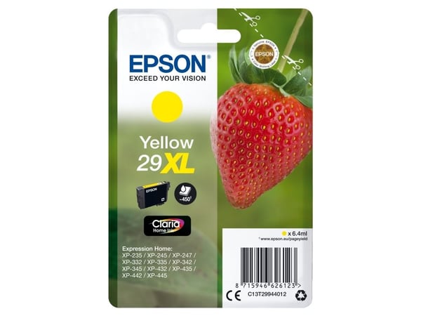 Epson 29XL - 6.4 ml - XL - gul - original - blære med RF/lyd-alarm - blekkpatron - for Expression Home XP-235, 245, 247, 255, 332, 335, 342, 345, 4...