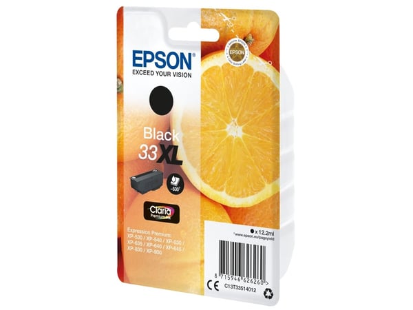 Epson Oranges Singlepack Black 33XL Claria Premium Ink, Korkea (XL) värintuotto, Musta, Väriainepohjainen muste, 12,2 ml, 1 kpl