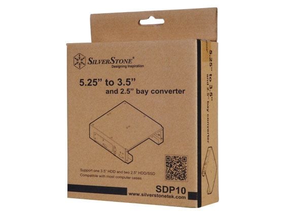 SilverStone SDP10B - Uttagbar harddiskramme - fra 5,25" til 3,5" / 2,5" - svart