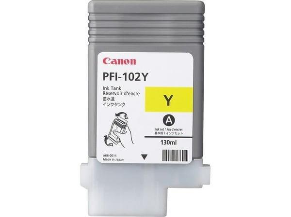 Canon LUCIA PFI-102 Y - 130 ml - keltainen - alkuperäinen - mustesäiliö - imagePROGRAF iPF510, iPF610, iPF610, iPF650, iPF655, iPF750, iPF755, iPF7...