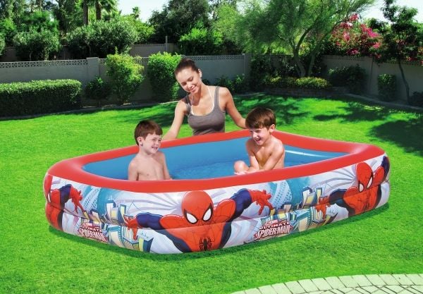 Bestway 98011, Oppblåsbart basseng, 450 l, Rektangulær, 6 år, Spider-Man, Vinyl