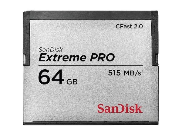 SanDisk SDCFSP-064G-G46D, 64 GB, CFast 2.0, 515 MB/s, 240 MB/s, Musta, Hopea