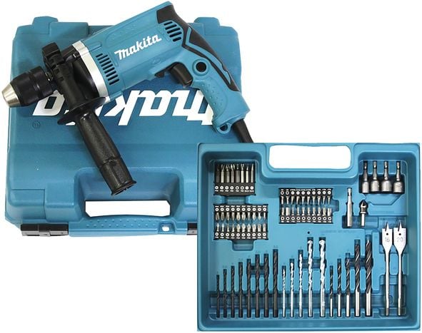 Makita HP1631KX3 - Hammerbor - 710 W - 1 hastighet - nøkkelfri borhylse 13 mm