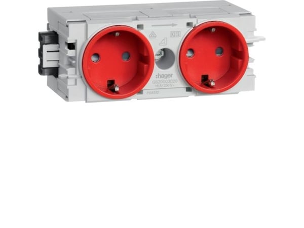 Hager GS20003020, Tyyppi F, Grå, Rød, 250 V, 16 A, 50 - 60, 120 mm