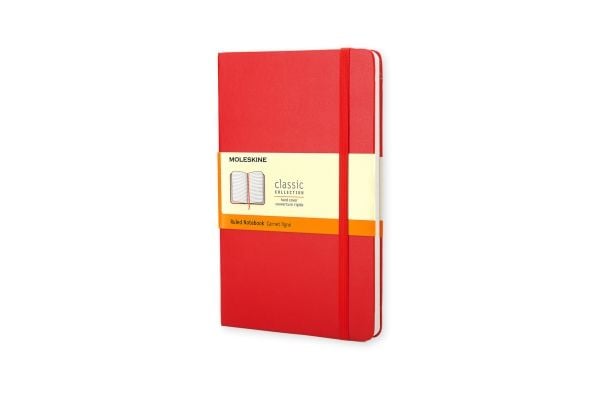 Moleskine MM710R, Rød, 192 ark, Linjerte ark, Innbundet (hardcover), Voksen