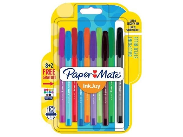 Papermate inkjoy 100, Klips, Tynn spiss, Sort, Blå, Grønn, Rød, 8 stykker