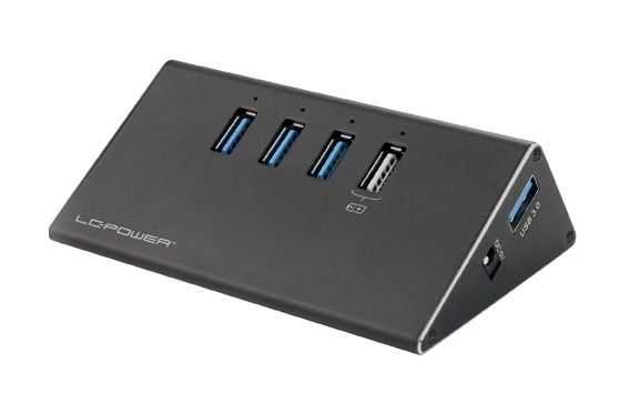 LC Power LC-HUB-ALU-2B-4 - Hub - 3 x SuperSpeed USB 3.0 + 1 x SuperSpeed USB 3.0 (lader) - stasjonær