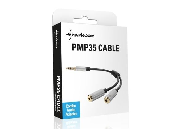 Sharkoon PMP35 - Audioadapter - 4-polsminijakk hann til mini-phone stereo 3.5 mm hunn - 12 cm