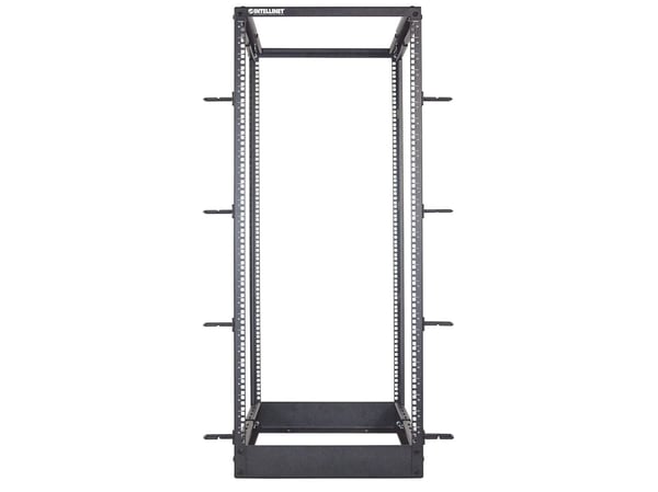 Intellinet 714242, Frittstående hylle, 26U, 360 kg, Justerbare bein, Forbedret kabelføring, Svinghjul