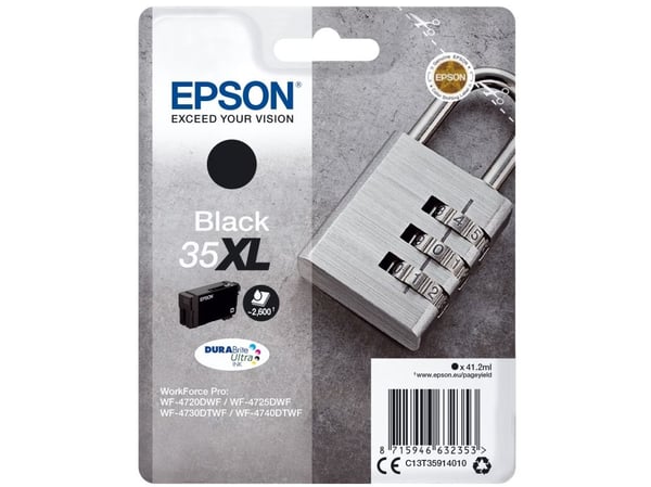 Epson 35XL - 41.2 ml - XL - svart - original - blekkpatron - for WorkForce Pro WF-4720, WF-4720DWF, WF-4725DWF, WF-4730, WF-4730DTWF, WF-4740, WF-4...