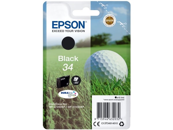 Epson 34 - 6.1 ml - svart - original - blekkpatron - for WorkForce Pro WF-3720, WF-3720DWF, WF-3725DWF