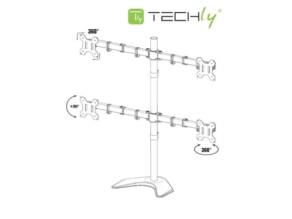 Techly ICA-LCD 2540, Frittstående, 40 kg, 33 cm (13"), 68,6 cm (27"), 100 x 100 mm, Sort