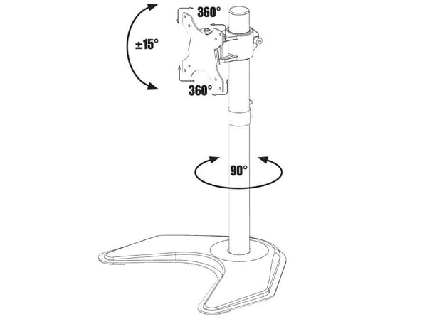 Techly ICA-LCD 2500, Fristående, 10 kg, 33 cm (13"), 68,6 cm (27"), 100 x 100 mm, Svart