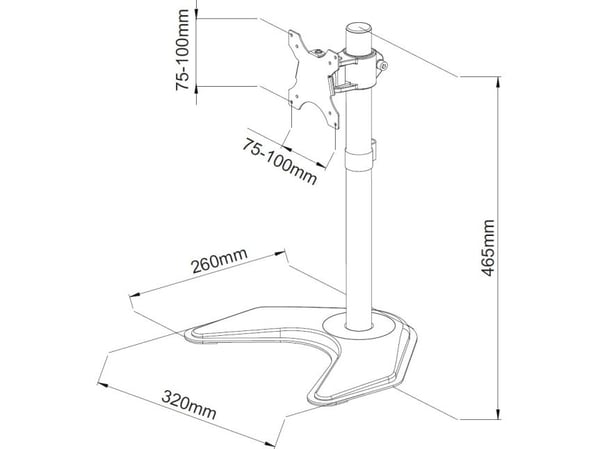Techly ICA-LCD 2500, Fristående, 10 kg, 33 cm (13"), 68,6 cm (27"), 100 x 100 mm, Svart