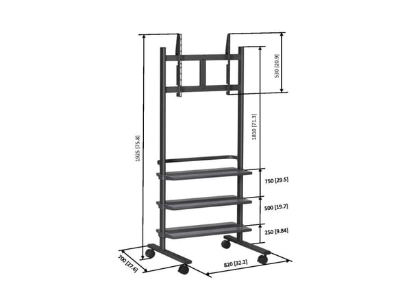 Vogel's PB 175 - Vogn - for flatpanel - sølv - skjermstørrelse: 36"-50" - monteringsgrensesnitt: fra 200 x 100 mm