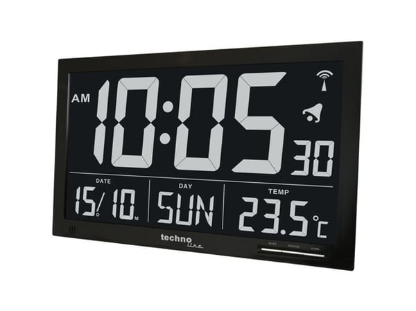 Technoline WS8007, Digital vekkerklokke, Svart, LCD, AA, 368 mm, 228 mm