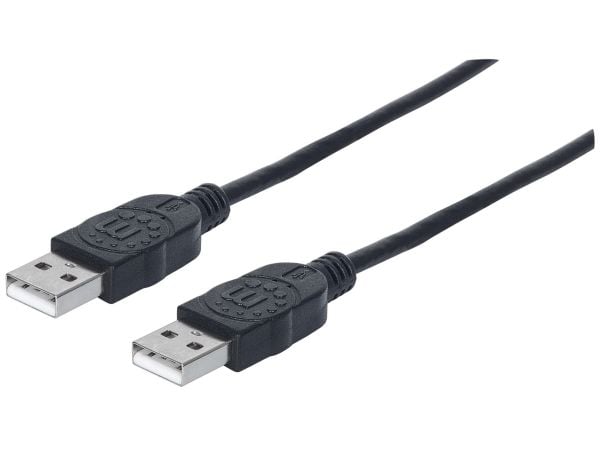 Manhattan 353892, 1 m, USB A, USB A, USB 2.0, Hankjønn/hankjønn, Sort