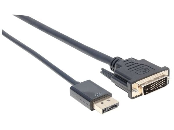 Manhattan 152136, 3 m, DisplayPort, DVI-D, Hankjønn, Hankjønn, Rett