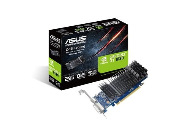 ASUS GT1030-SL-2G-BRK - Grafikkort - GF GT 1030 - 2 GB GDDR5 - PCIe 3.0 lav profil - DVI, HDMI - uten vifte