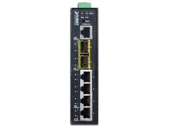 PLANET IGS-5225-4T2S - Switch - L2+ - Styrt - 4 x 10/100/1000 + 2 x SFP - DIN-skinnemonterbar - AC 24 V / DC 12 - 48 V