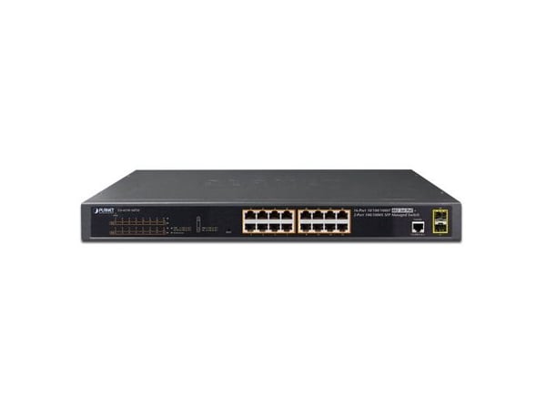 PLANET GS-4210-16P2S, Håndtert, L2/L4, Gigabit Ethernet (10/100/1000), Strøm over Ethernet (PoE), Rack-montering, 1U