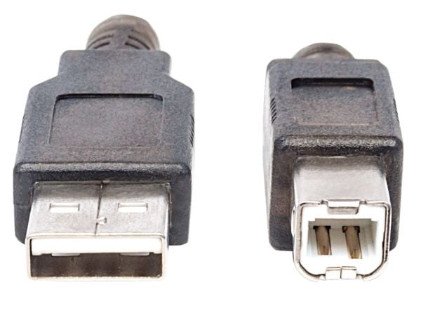 Manhattan 152389, 15 m, USB A, USB B, USB 2.0, Hankjønn/hankjønn, Sort