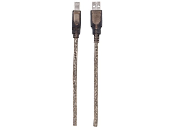 Manhattan 152389, 15 m, USB A, USB B, USB 2.0, Hankjønn/hankjønn, Sort