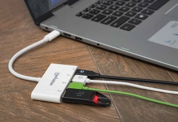 Manhattan 163552, USB 3.2 Gen 1 (3.1 Gen 1) Type-C, USB 3.2 Gen 1 (3.1 Gen 1) Type-A, USB 3.2 Gen 1 (3.1 Gen 1) Type-C, 5000 Mbit/s, Hvit, Akryloni...