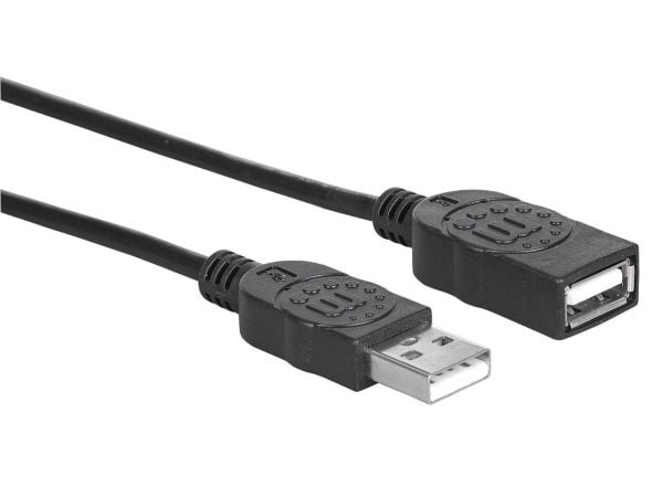 Manhattan 308519, 1 m, USB A, USB A, USB 2.0, Hankjønn/hunkjønn, Svart