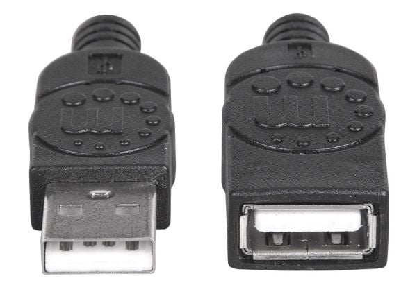Manhattan 308519, 1 m, USB A, USB A, USB 2.0, Hankjønn/hunkjønn, Svart