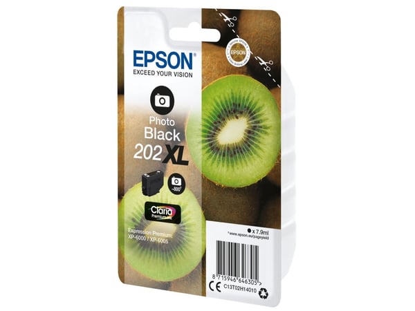 Epson Kiwi Singlepack Photo Black 202XL Claria Premium Ink, Korkea (XL) värintuotto, Väripohjainen muste, 7,9 ml, 800 sivua, 1 kpl