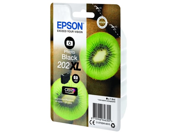 Epson Kiwi Singlepack Photo Black 202XL Claria Premium Ink, Korkea (XL) värintuotto, Väripohjainen muste, 7,9 ml, 800 sivua, 1 kpl
