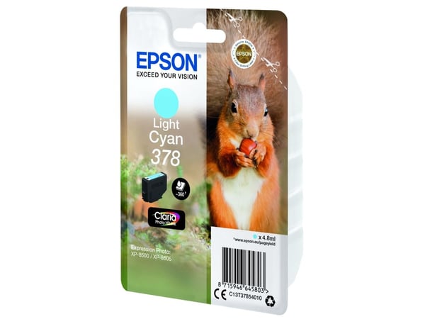 Epson Squirrel Singlepack Light Cyan 378 Claria Photo HD Ink, Perusvärintuotto, Väriainepohjainen muste, 4,8 ml, 360 sivua, 1 kpl