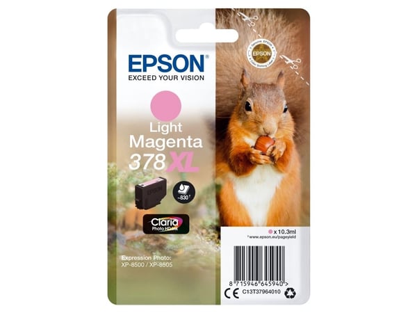 Epson Squirrel Singlepack Light Magenta 378XL Claria Photo HD Ink, Korkea (XL) värintuotto, Vaalea Magenta, Väriainepohjainen muste, 10,3 ml, 1 kpl...