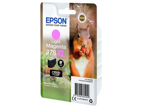 Epson Squirrel Singlepack Light Magenta 378XL Claria Photo HD Ink, Korkea (XL) värintuotto, Vaalea Magenta, Väriainepohjainen muste, 10,3 ml, 1 kpl...