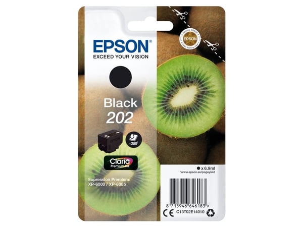 Epson 202 - 6.9 ml - svart - original - blære med RF/lyd-alarm - blekkpatron - for Expression Premium XP-6000, XP-6005